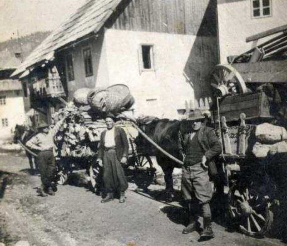 Optanti valcanalesi in partenza, primavera 1940. Archivio della Memoria, Palazzo Veneziano di Malborghetto-Fondo C. Zellhot