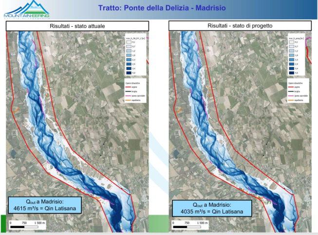 Tagliamento tratta ponte Delizia Madrisio