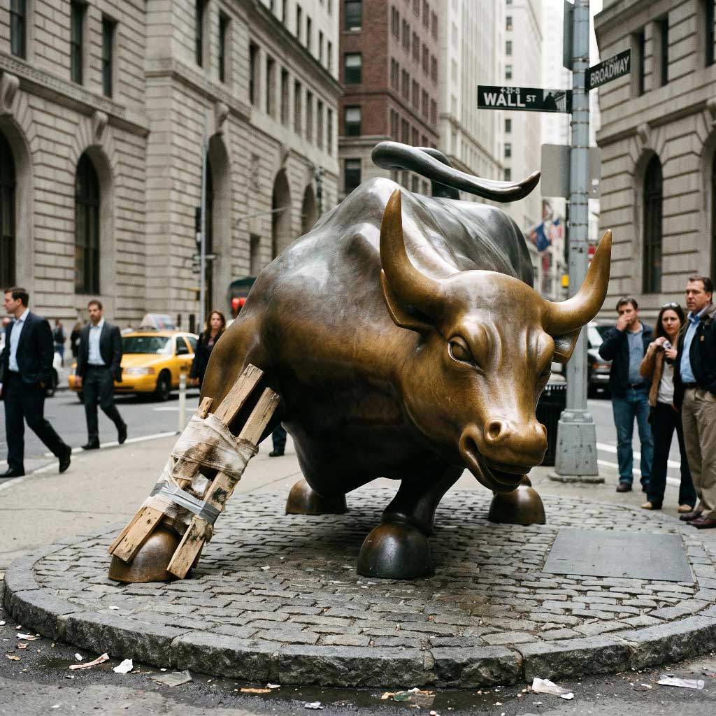 toro della borsa azzoppato