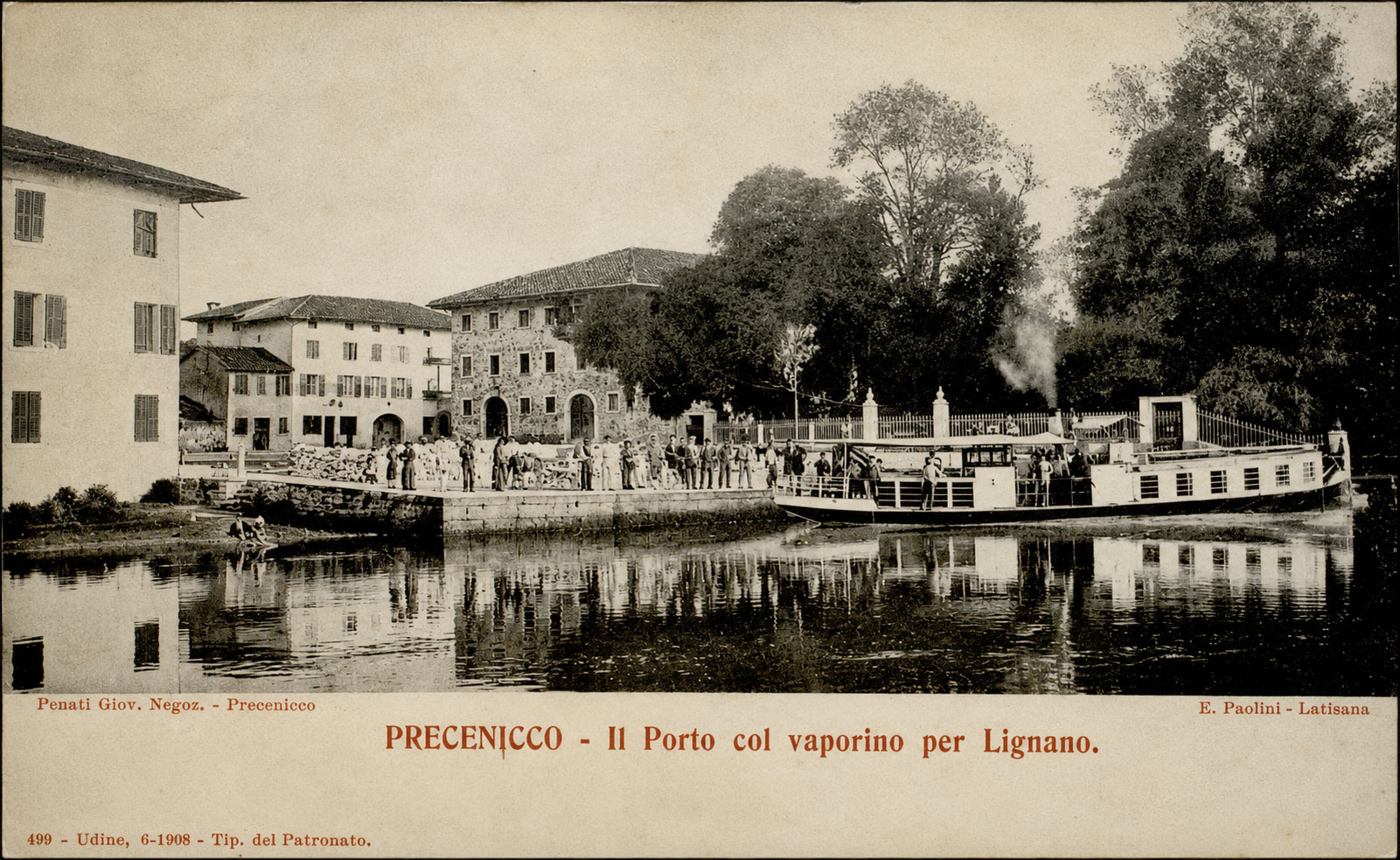 La motonave che collegava nei primi anni del 900 Precenicco a Lignano in una cartolina d’epoca.
