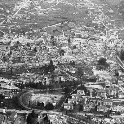 Gemona dall'alto, fotografia concessa da Pense&Maravee